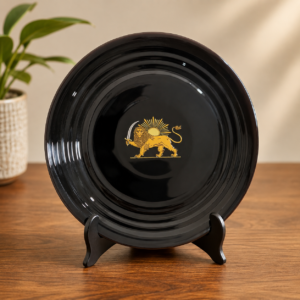 Lion and Sun decorative ceramic plate with 3D emblem, 24 cm, by PARCHAM